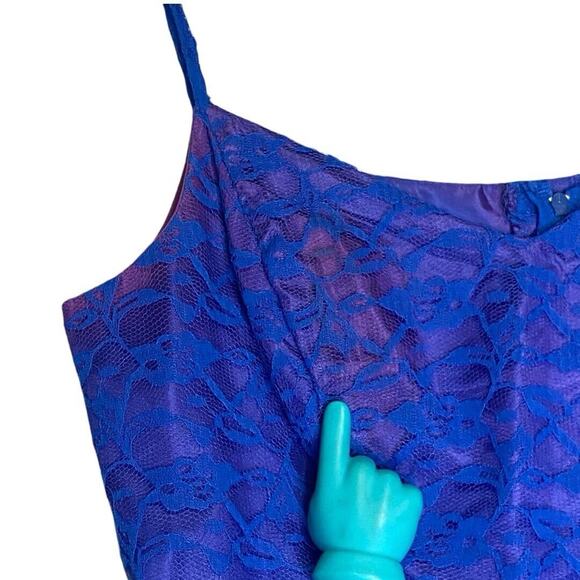 Vintage Lace Prom Dress S 80s Asymmetrical Quinceanera Fairy Whimsigoth FLAW - Picture 10 of 14